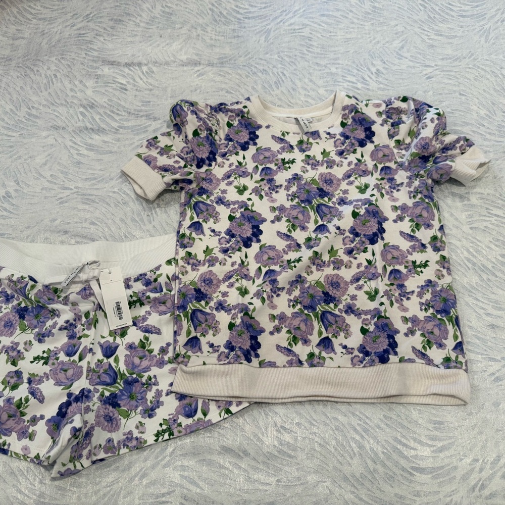 Janie and Jack Purple and White Floral Pajama Set